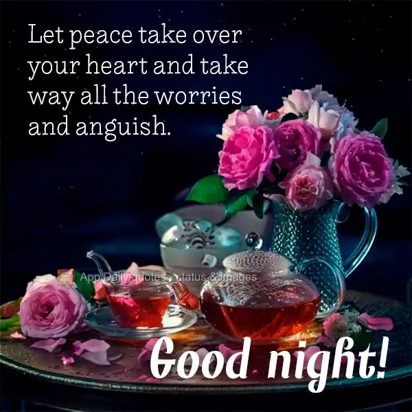 Let peace take over your heart and take way all the worries and anguish. Good night!