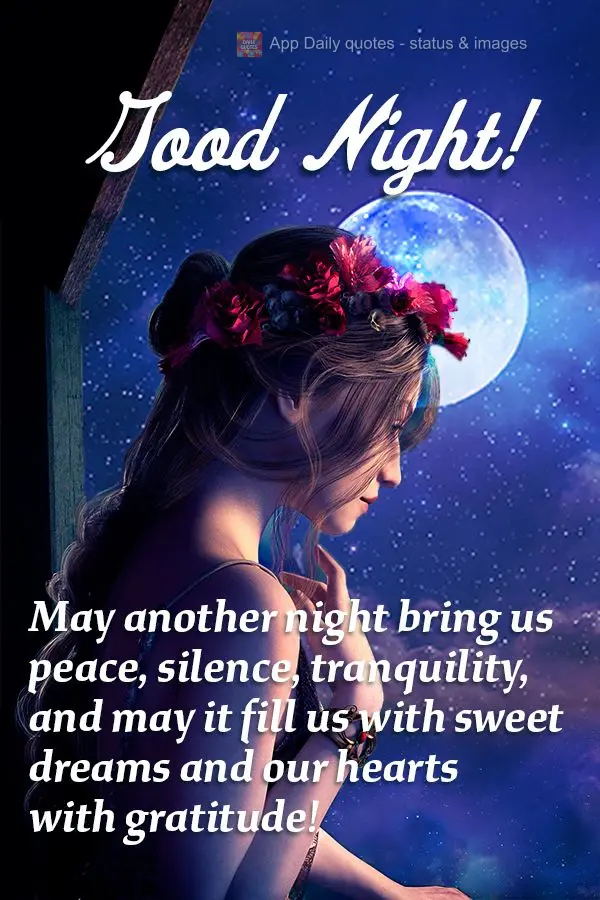May another night bring us peace, silence, tranquility, and may it fill us with sweet dreams and our hearts with gratitude! Good night!