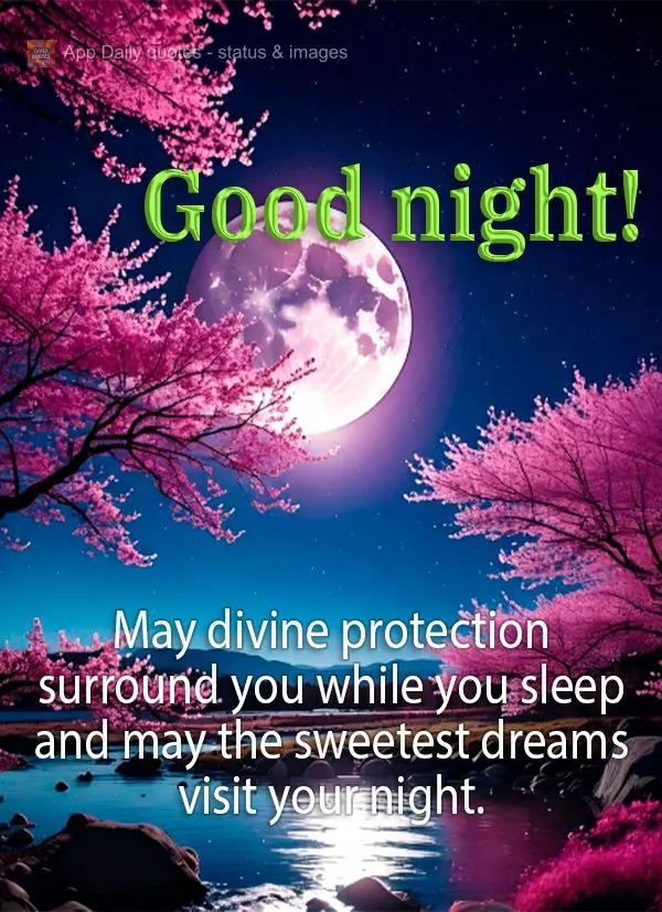 May divine protection surround you while you sleep and may the sweetest dreams visit your night. Good night! 