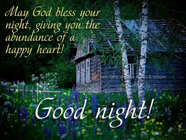 May God bless your night by giving you the abundance of a happy heart! Good night!
