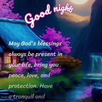 May God's blessings always be present in your life, bring you peace, love, and protection. Have a tranquil and blessed night. Sleep well! Good night!