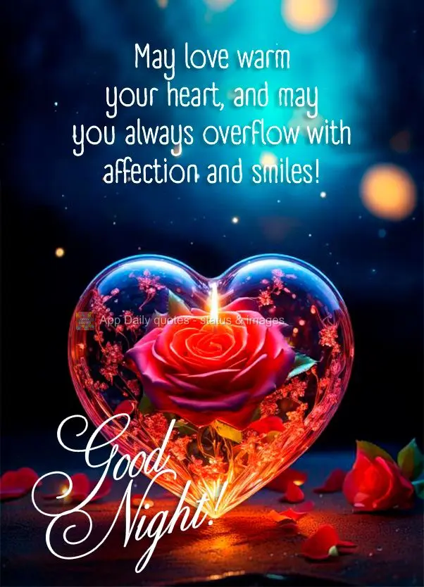 May love warm your heart, and may you always overflow with affection and smiles! Good night!