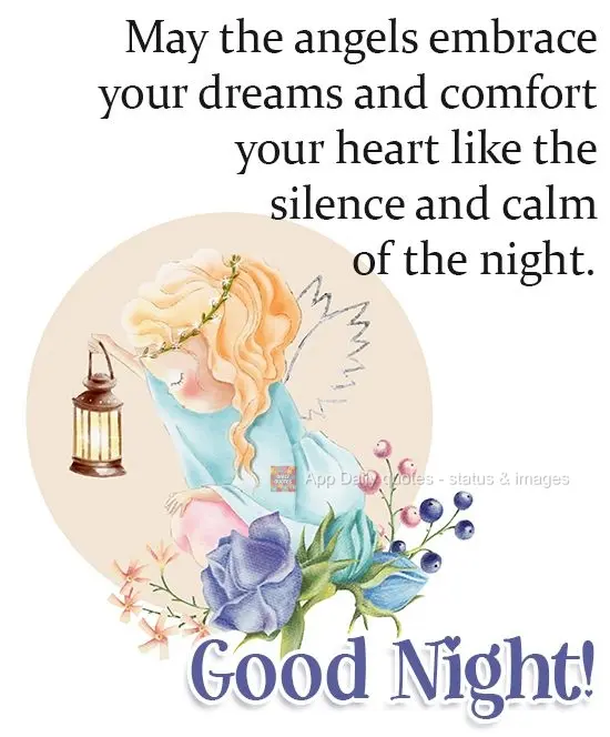 May the angels embrace your dreams and comfort your heart like the silence and calm of the night. Good Night!