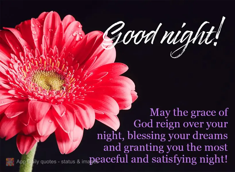 May the grace of God reign over your night, blessing your dreams and granting you the most peaceful and satisfying night! Good might!