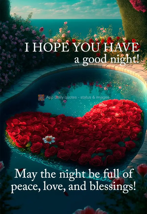 May the night be full of peace, love, and blessings! I hope you have a good night!