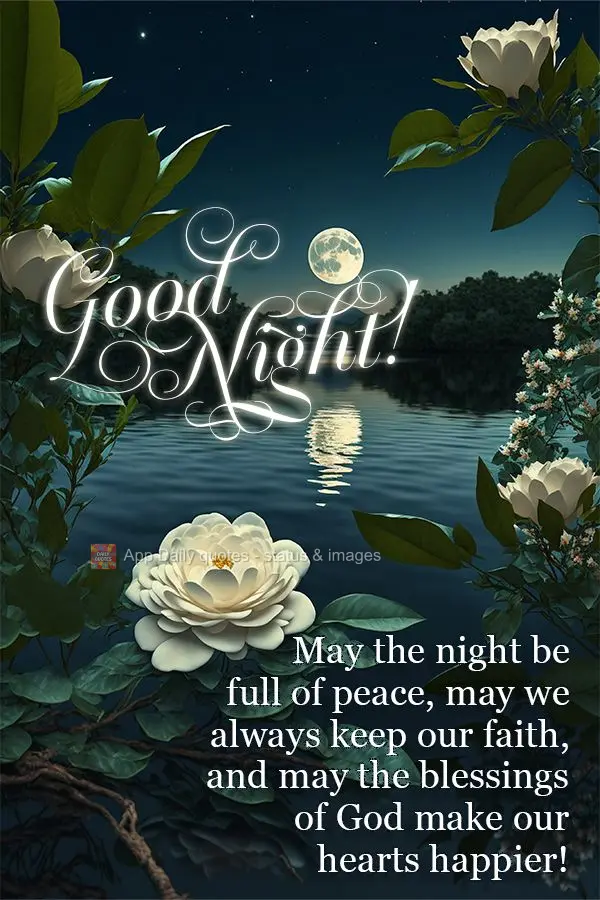 May the night be full of peace, may we always keep our faith, and may the blessings of God make our hearts happier! Good night!
