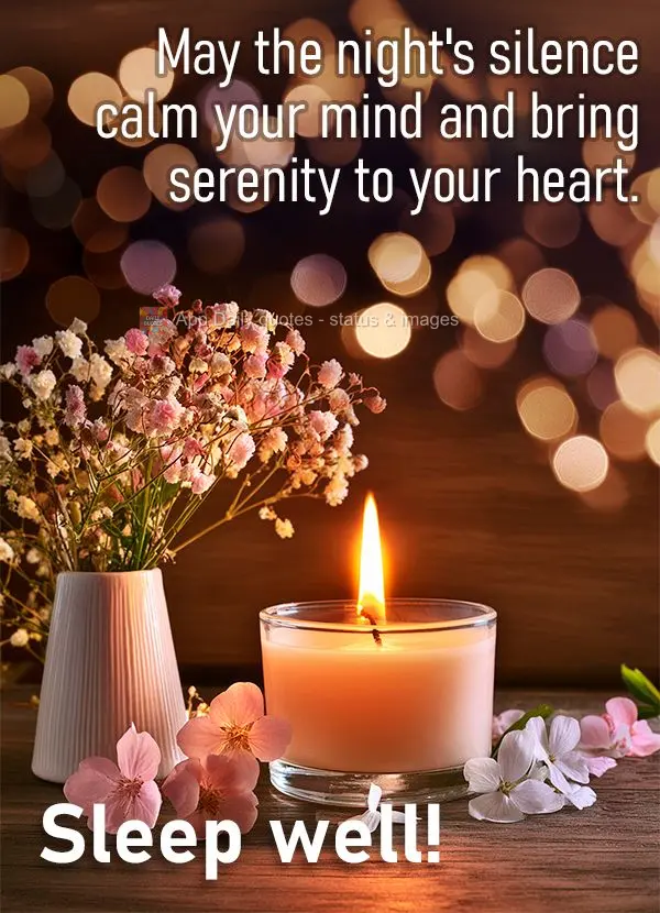 May the night's silence calm your mind and bring serenity to your heart. Sleep well!