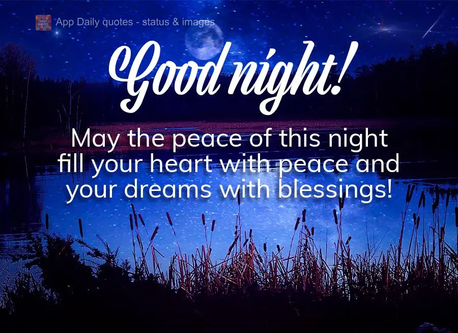 May the tranquility of this night fill your heart with peace and your dreams with blessings! Good night!