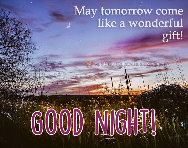 May tomorrow come like a wonderful gift!  Good night! 