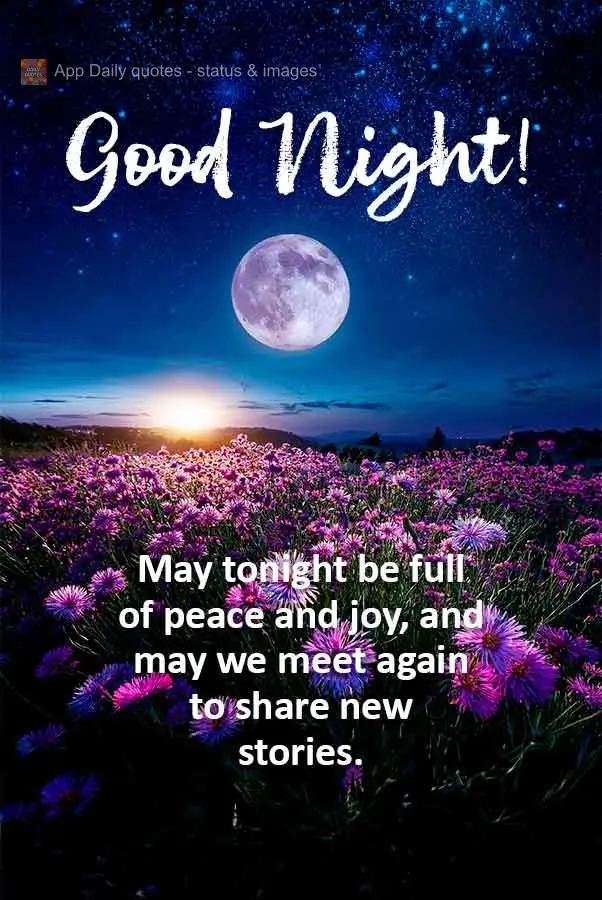May tonight be full of peace and joy, and may we meet again to share new stories. Good night!