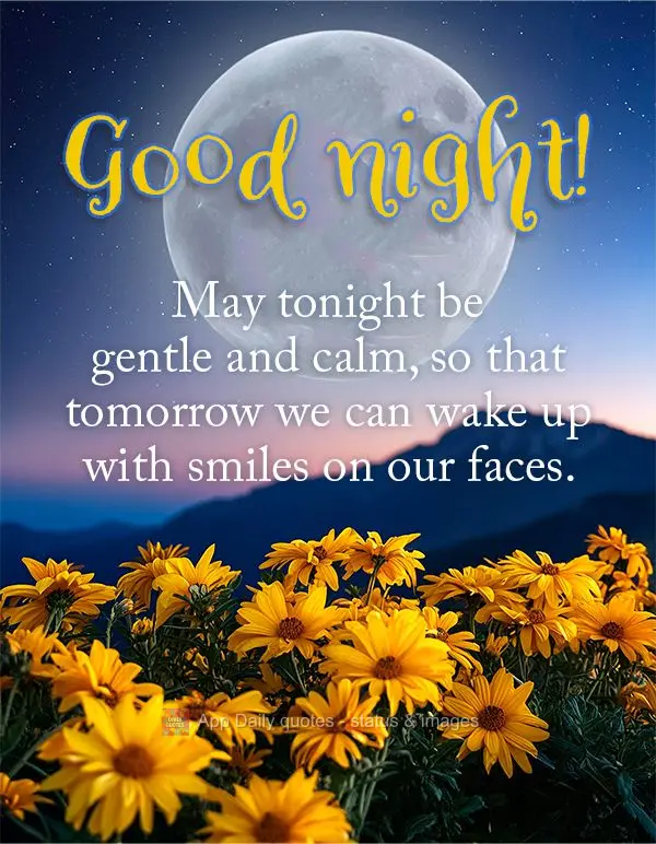 May tonight be gentle and calm, so that tomorrow we can wake up with smiles on our faces. Good night!