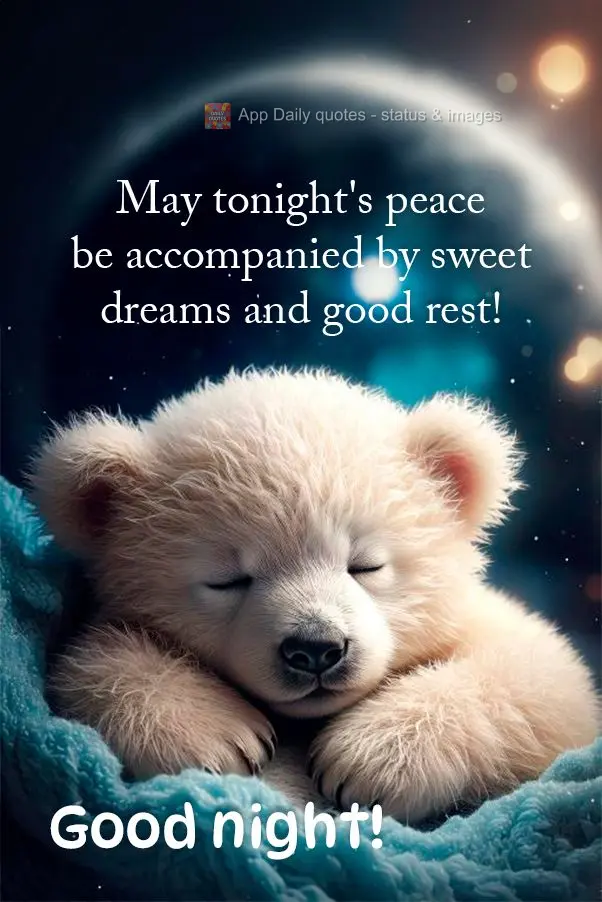 May tonight's peace be accompanied by sweet dreams and good rest! Good night!