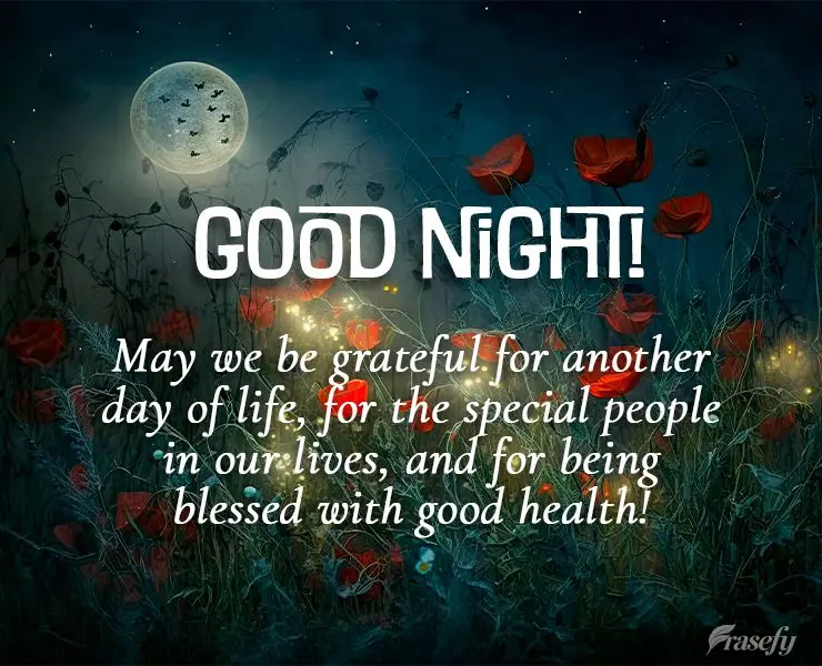 May we be grateful for another day of life, for the special people in our lives, and for being blessed with good health! Good night!