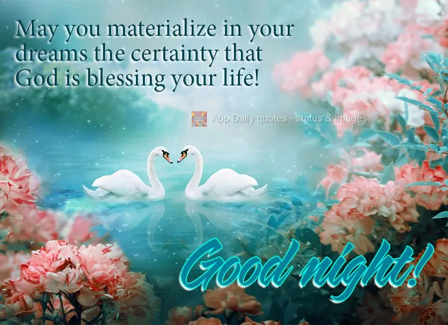 May you materialize in your dreams the certainty that God is blessing your life! Good night!