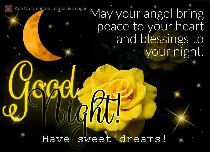 May your angel bring peace to your heart and blessings to your night. Good night! Have sweet dreams!