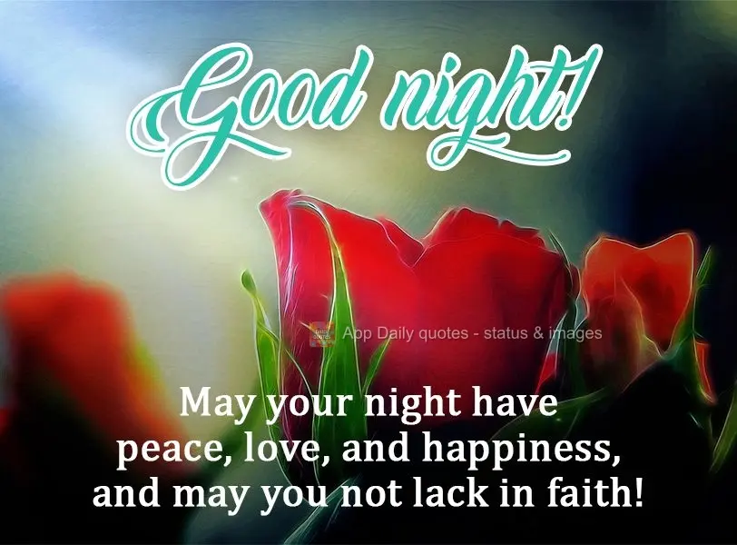 May your night be peaceful and full of love and happiness, and may you not lack faith!  Good night! 
