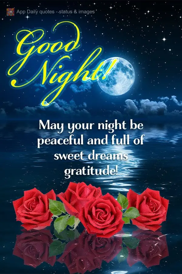 May your night be peaceful and full of sweet dreams and gratitude! Good night!