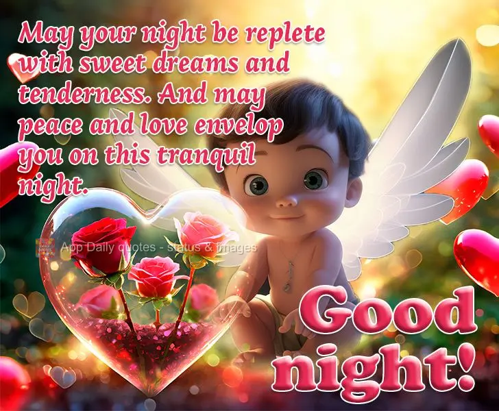 May your night be replete with sweet dreams and tenderness. And may peace and love envelop you on this tranquil night. Good night!