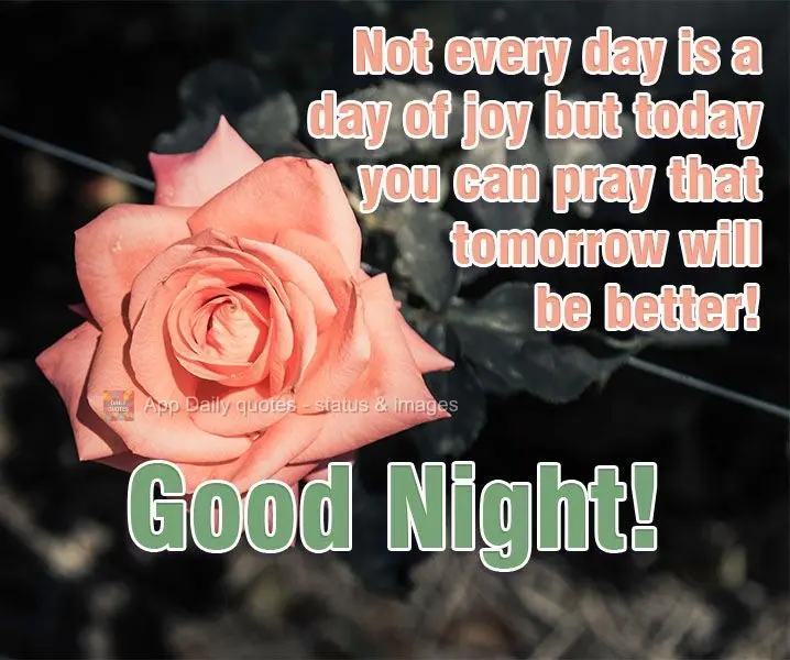 Not every day is a day of joy but today you can pray that tomorrow will be better! Good Night!