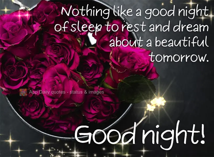 Nothing like a good night of sleep to rest and dream about a beautiful tomorrow. Good night!