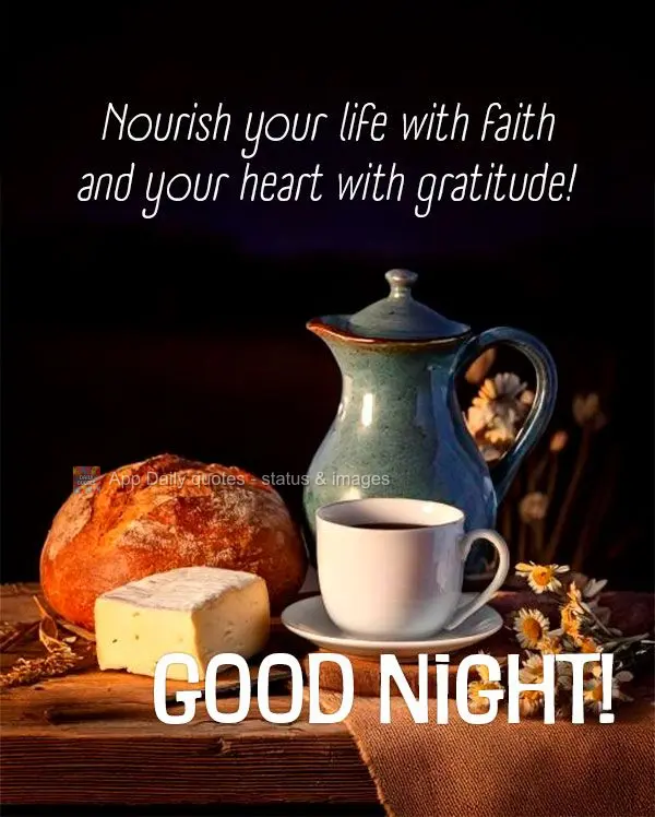 Nourish your life with faith and your heart with gratitude! Good night!