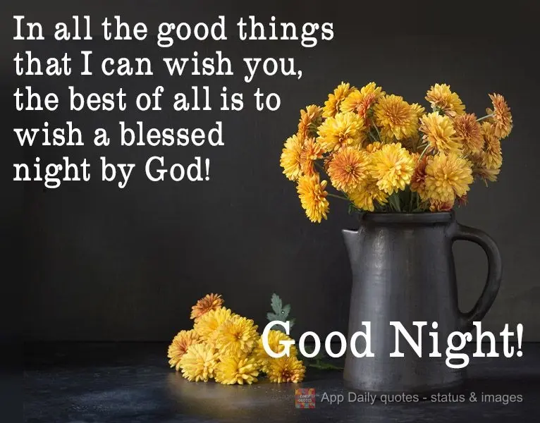 Of all the good things that I can wish you, the best of all is to wish a night blessed by God! Good Night!