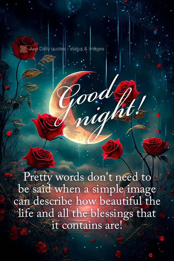 Pretty words don't need to be said when a simple image can describe how beautiful the life and all the blessings that it contains are! Good night!