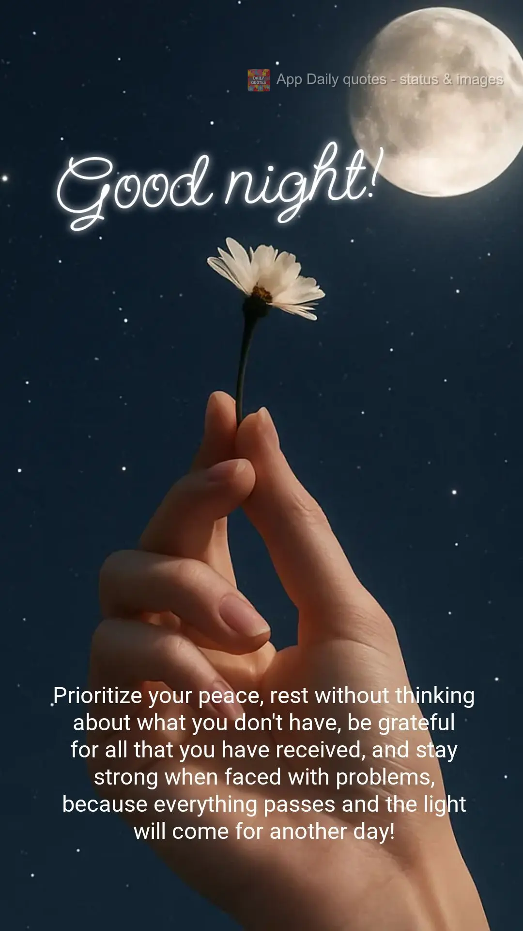 Prioritize your peace, rest without thinking about what you don't have, be grateful
for all that you have received, and stay strong when faced with prob...
