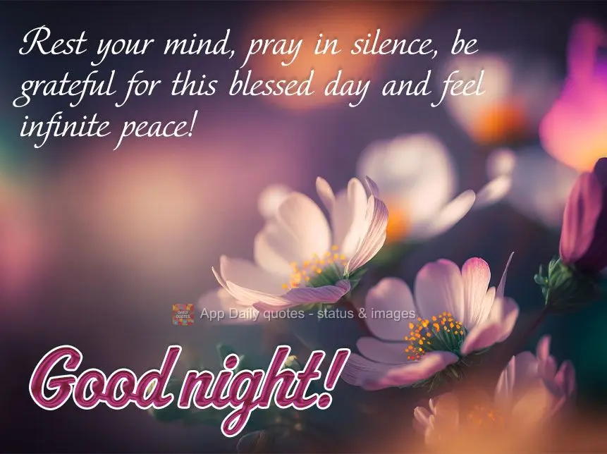 Rest your mind, pray in silence, be grateful for this blessed day, and feel infinite peace! Good night!
