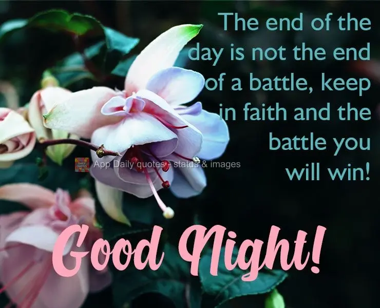 The end of the day is not the end of a battle, keep the faith and you will win the battle! Good Night!