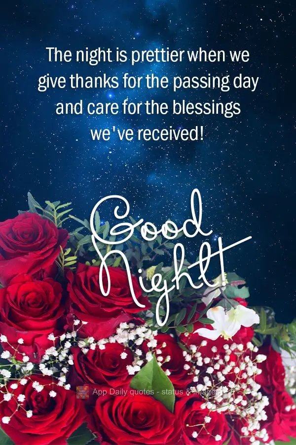 The night is prettier when we give thanks for the passing day and care for the blessings we've received! Good night!