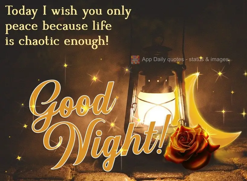 Today I wish you only peace because life is chaotic enough!  Good night! 