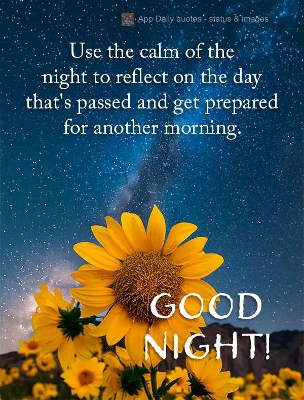 Use the calm of the night to reflect on the day that's passed and get prepared for another morning. Good night!
