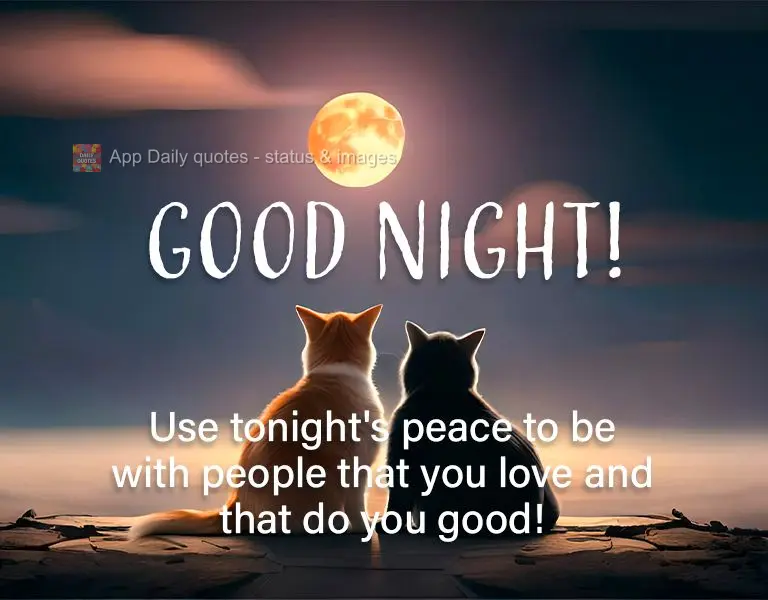 Use tonight's peace to be with people that you love and that do you good! Good night!