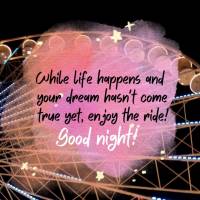 While life happens and your dream still hasn't come true yet, just enjoy the ride! Good night!