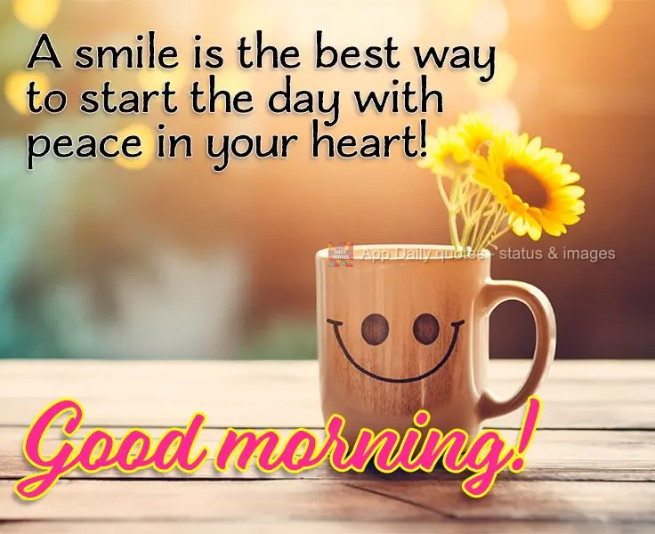 A smile is the best way to start the day with peace in your heart! Good morning!
