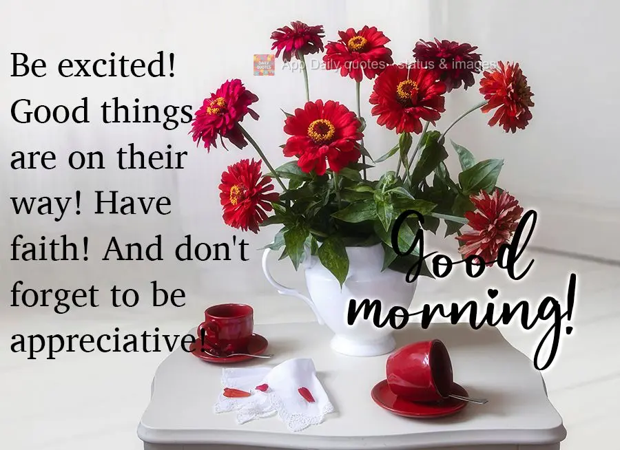 Be excited! Good things are on their way! Have faith! And don't forget to be appreciative! Good morning!