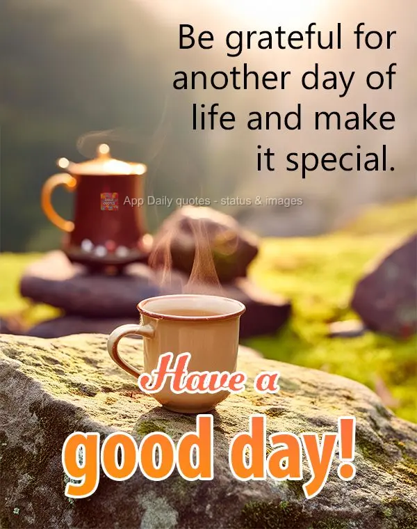Be grateful for another day of life and make it special. Have a good day!