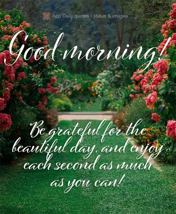 Be grateful for the beautiful day, and enjoy each second as much as you can! Good morning!
