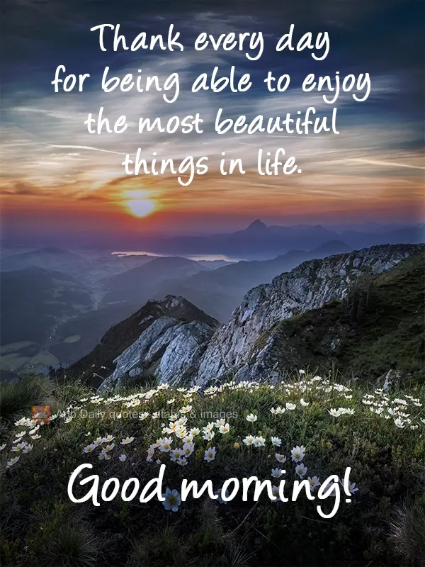 Be thankful every day for being able to enjoy the most beautiful things in life. Good morning!
