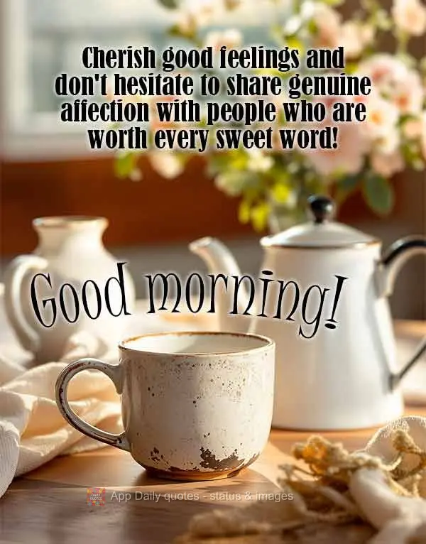 Cherish good feelings and don't hesitate to share genuine affection with people who are worth every sweet word! Good morning!