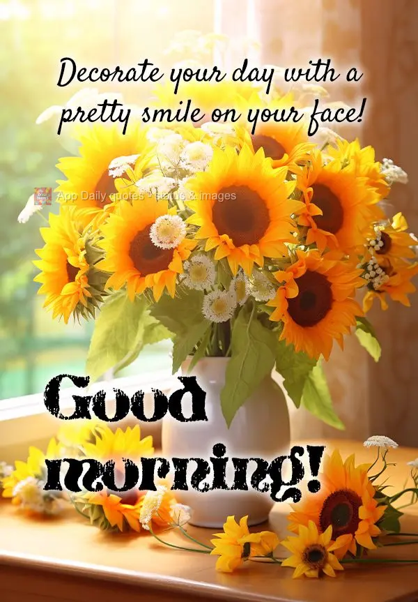Decorate your day with a pretty smile on your face! Good morning!