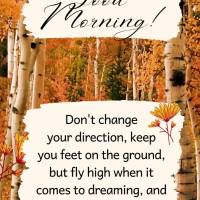 Don't change your direction, keep your feet on the ground, but fly high when it comes to dreaming, and work hard to make this dream come true! Good morni...