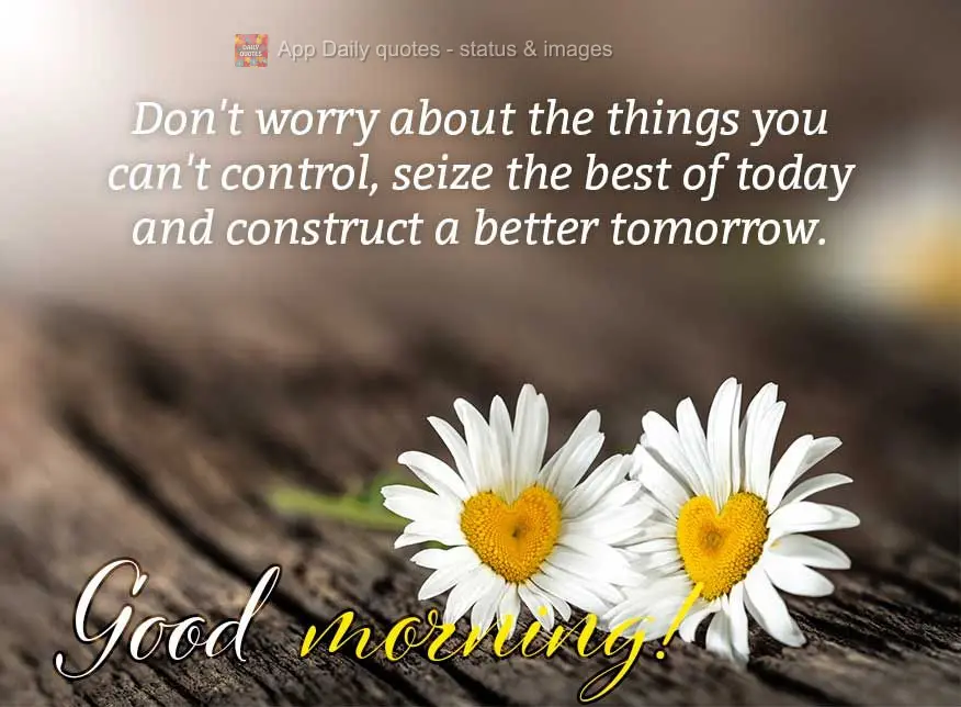 Don't worry about the things you can't control, seize the best of today and build a better tomorrow. Good morning!