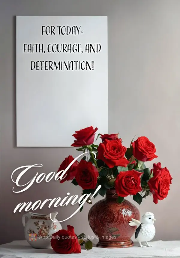 For today: faith, courage, and determination! Good morning!