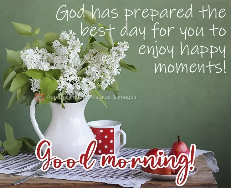 God has prepared the best day for you to enjoy happy moments!  Good morning! 
