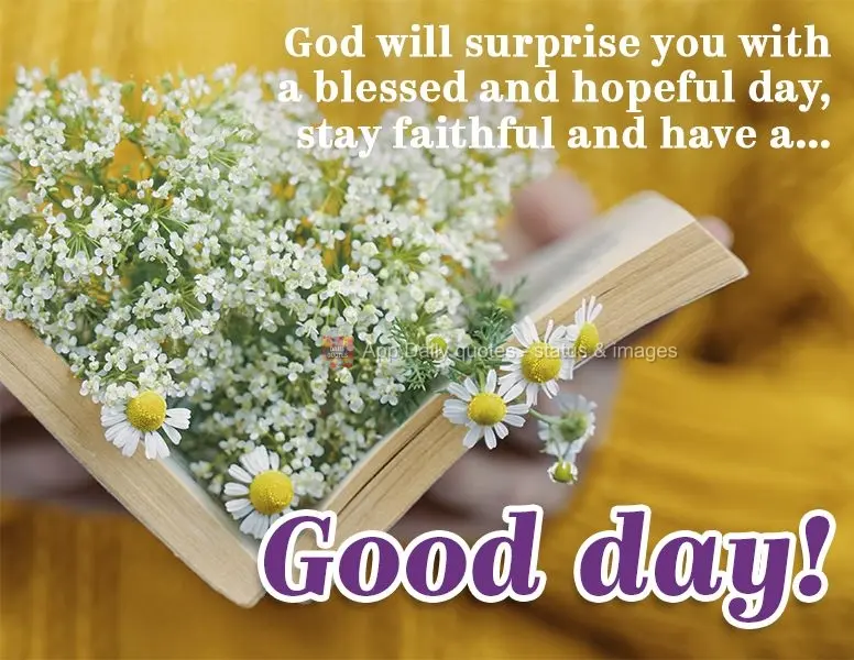 God will surprise you with a blessed and hopeful day, stay faithful and have a... Good day!