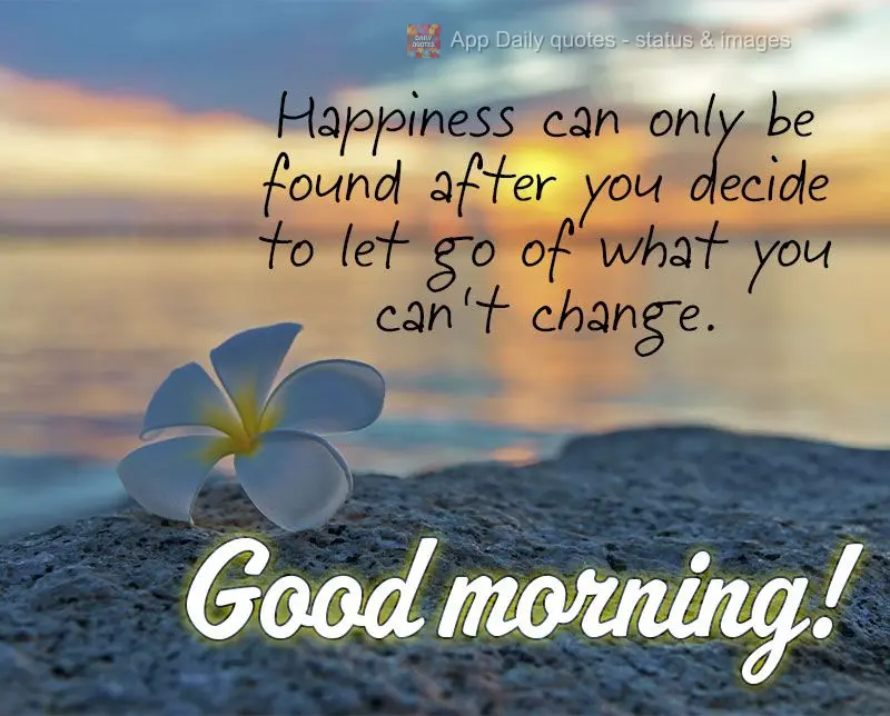 Happiness can only be found after you decide to let go of what you can't change. Good morning!