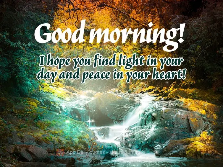 I hope you find light in your day and peace in your heart! Good morning!