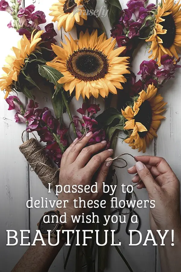 I stopped by to deliver these flowers and wish you a beautiful day!